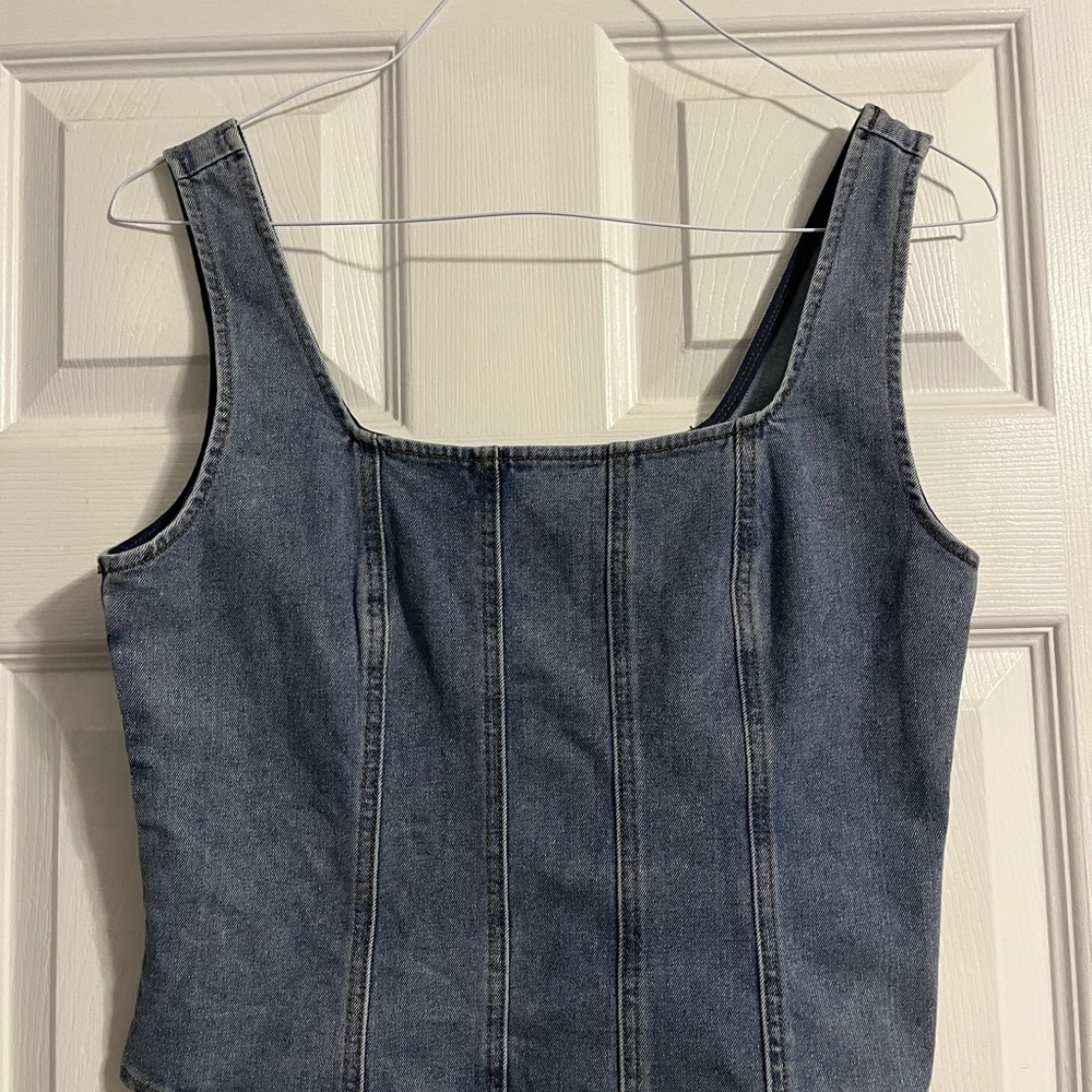Rachel Zoe Denim Corsett Style Tank Top